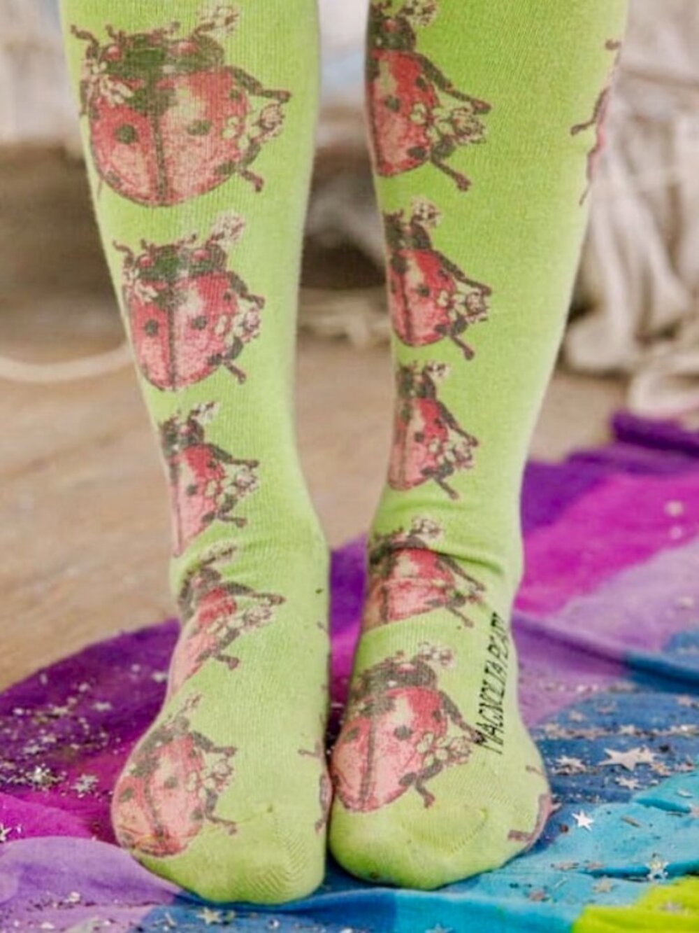 Magnolia Pearl All Over Lady Bug Over the Knee Socks